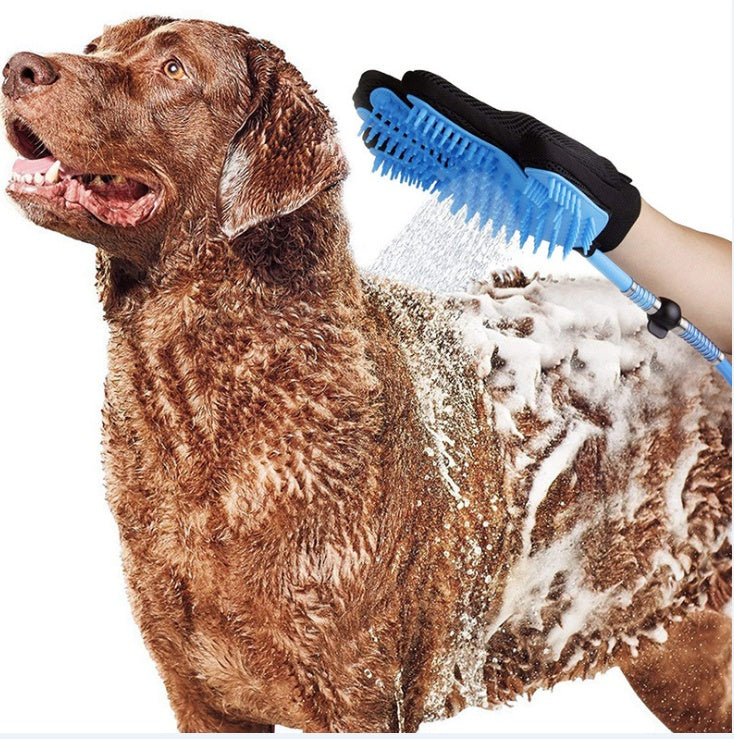 Pet Handheld Bathing Shower Tool – 2-in-1 Sprayer & Massage Grooming Glove with 7.5ft Hose and Multi-Faucet Adapters
