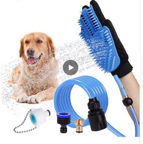 Pet Handheld Bathing Shower Tool – 2-in-1 Sprayer & Massage Grooming Glove with 7.5ft Hose and Multi-Faucet Adapters