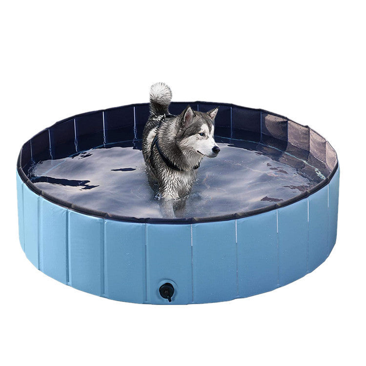 Pet Foldable Swimming Pool – Extra-Durable 0.5mm PVC, Anti-Slip, Quick-Drain, Portable Dog Pool (XXS–XL / 50×8cm – 80×30cm)